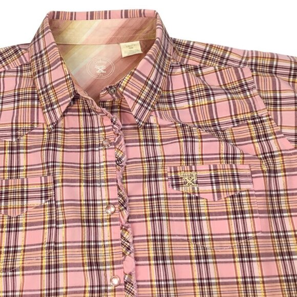 Twenty X 20X Tailored Fit Western Pearl Snap Shirt Blouse Top Metallic Size M/10 - Picture 8 of 9